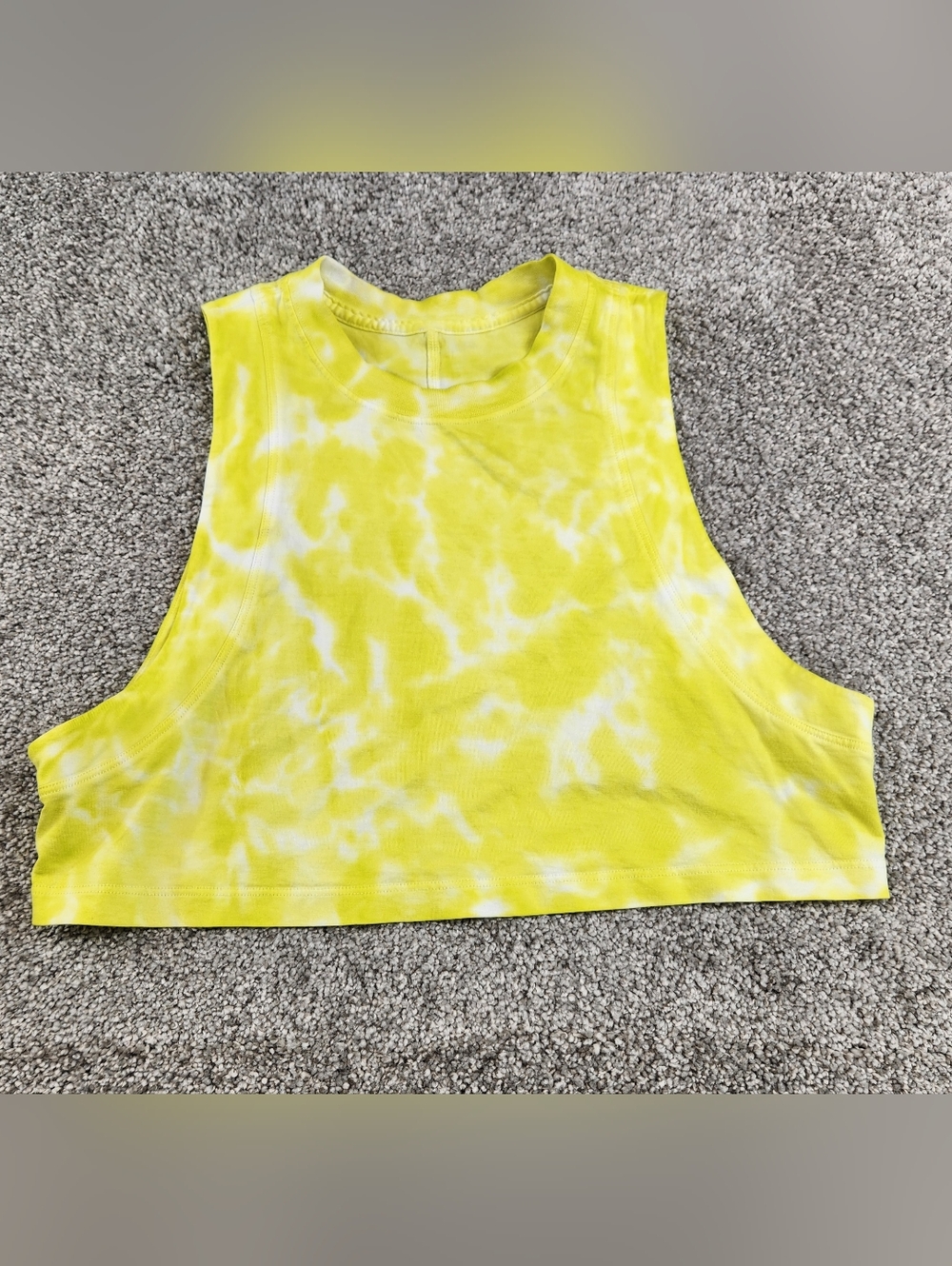 Lululemon Women's Crop Top Sleeveless Tie Dye Cotton Blend Yellow Size 8